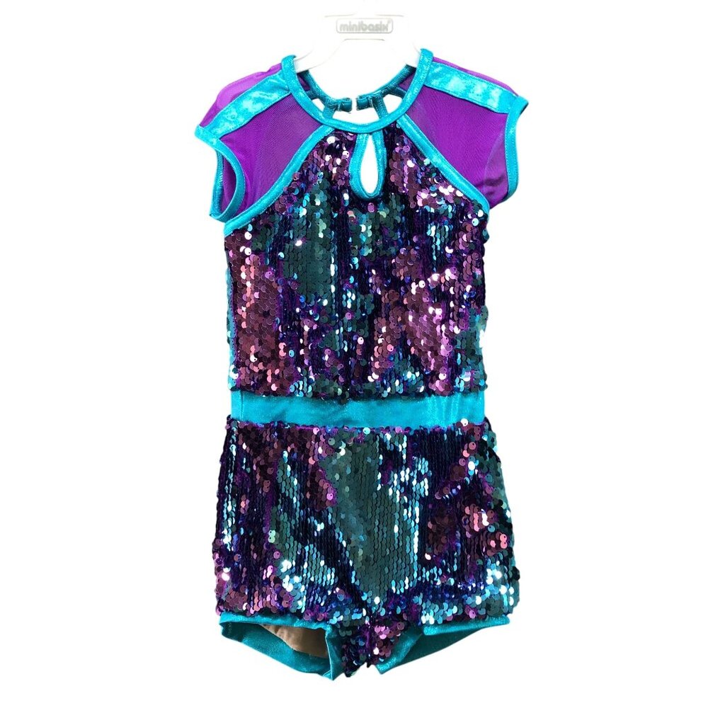 Weissman Lights Ultra Sparkle Biketard Unitard Child SC (6) Girls Costume Dance
